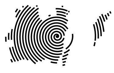 Naklejka premium Symbol Map of the Region Smaland med oearna (Sweden) showing the region with a black spiral line