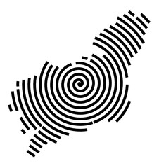 Naklejka premium Symbol Map of the Region A Coruna (Spain) showing the region with a black spiral line