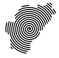 Naklejka premium Symbol Map of the Region Charente (France) showing the region with a black spiral line