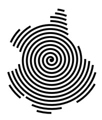 Symbol Map of the Region Eure-et-Loir (France) showing the region with a black spiral line