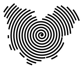 Symbol Map of the Region Eure (France) showing the region with a black spiral line