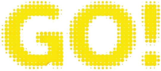 Bold Yellow &ldquo;GO!&rdquo; Halftone Typography Symbolizing Motivation, Action, and Forward Momentum
