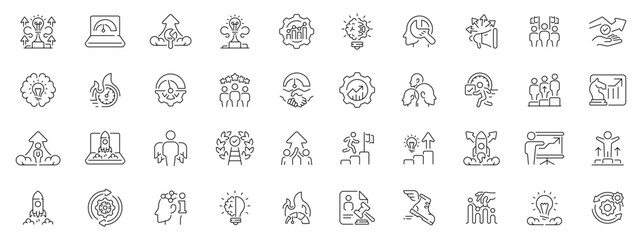 Upskill icons set. editable line icons for learning and development projects