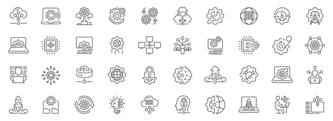 System administration icons set: editable line icons, linear, tech and it symbols