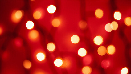 Obraz premium Festive Red Background with Shimmering Bokeh Lights - Warm Glow Celebration Abstract Texture