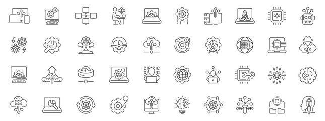 Software icons set. editable line icons, linear, app development and tech symbols