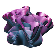 Abstract figure composed of folds of cloth. Bright iridescent shades. PNG.