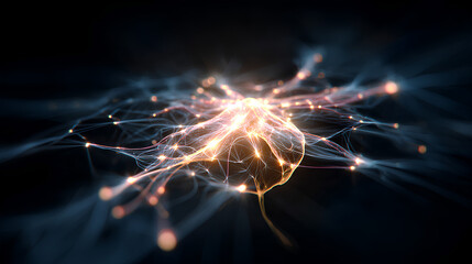 Network of Light: An abstract representation of interconnectedness glows, portraying the intricate dance of communication, data, and energy within a complex network.