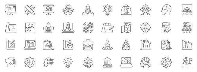 Project management icons set. editable line icons, linear style, workflow symbols