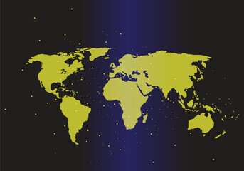 Fototapeta premium Abstract world map with sparkling dots symbolizing global digital network and connections