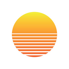 Retro sunset icon with orange and yellow gradient stripes
