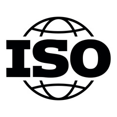 ISO logo icon with globe lines in black