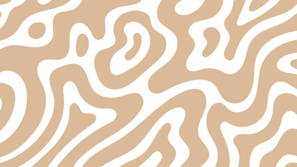 Abstract background with brown and white waves in style retro 60s, 70s.Trendy minimal wavy design in pastel colors.