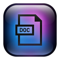 Glass Square Document File Button icon with Blue and Purple Neon Light