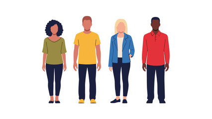 Fototapeta premium Diverse Group of Four People Standing in a Line
