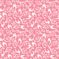 Seamless blooming floral pattern based on hand drawn art ornaments. Colorful flowers on color background. Vector illustration. Simple minimalistic pattern for fabric, textile.