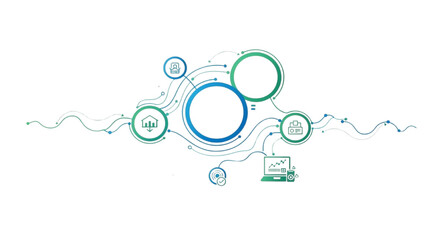 Obraz premium Abstract Digital Network Architecture for Data Management and Cloud Computing Integration with Analytics