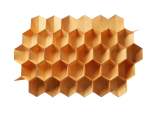 A collection of geometric shapes in various colors and sizes, arranged in a vertical stack