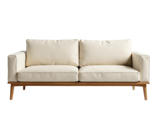 A white couch with two pillows on top, perfect for home decor or furniture photography