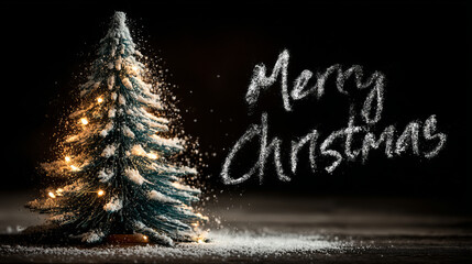 Merry Christmas card with signs. New Year eve. AI