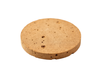 A close-up shot of a single cookie on a white surface, perfect for food or dessert related uses