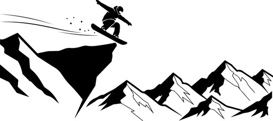 Snowboarder Action Silhouette Vector Illustration