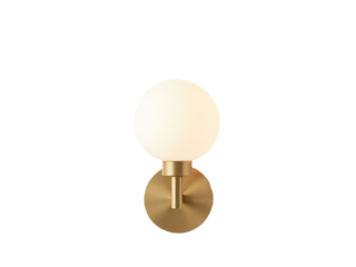 A modern wall light with a glass ball component, suitable for minimalist interior design
