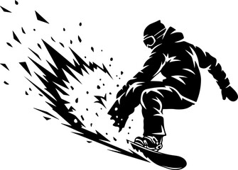 Snowboarder Action Silhouette Vector Illustration