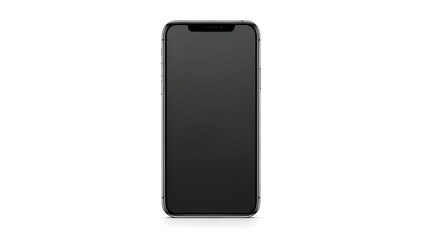 Naklejka premium Modern smartphone mockup with blank black screen, sleek mobile phone device for app presentation, digital cellular telephone display isolated PNG with Transparent Background
