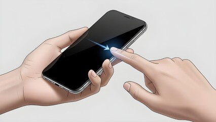 User hand swiping left on a blank touchscreen smartphone interface illustration.