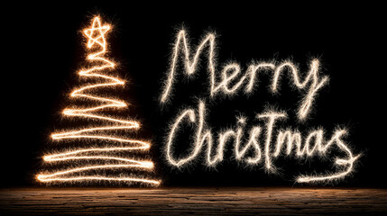 Merry Christmas card with signs. New Year eve