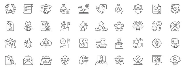 Business success icons set. editable line icons, linear, professional symbols
