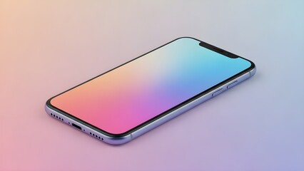 Modern smartphone mockup with colorful gradient screen on pastel background