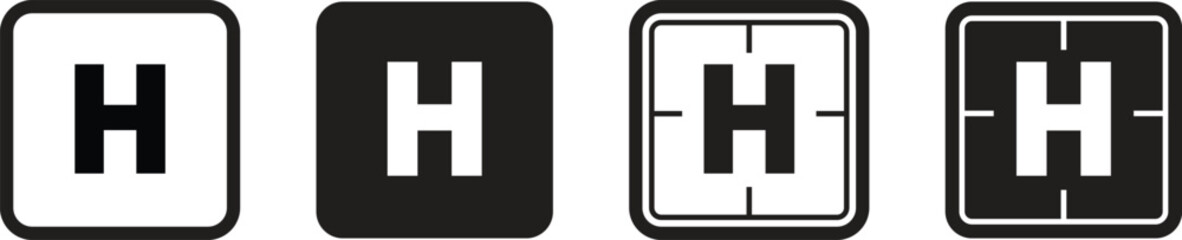 Helipad vector icons symbol, representing a helicopter landing pad, airport, emergency services, and aviation industry isolated on transparent background. Vector illustration.