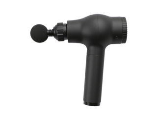 A black blow dryer sitting on a clean white surface, ideal for product photography and beauty-related uses