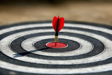 Dart hitting center of target - goal achievement business