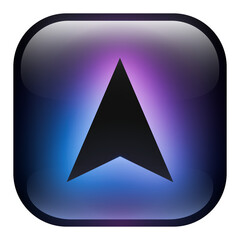 Glass Square Directional Up Arrow Button icon with Blue and Purple Neon Light