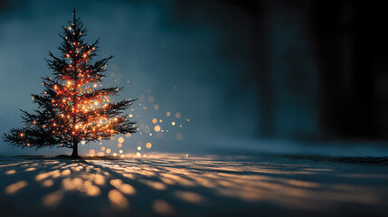 Christmas fir tree card. Fantasy fairy tale. New Year eve