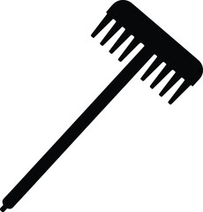 Silhouette Garden Leaf Rake Tool Isolated on White Background Vector Illustration