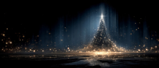 Christmas fir tree card. Fantasy fairy tale. New Year eve