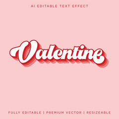 Editable text effect in happy Valentines Day style, happy Valentines Day text effect fully editable, red color typography