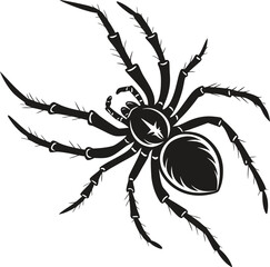 Stylized Black Silhouette of an Arachnid with Eight Legs, Detailed and Artistic Representation of an Insectoid Creature