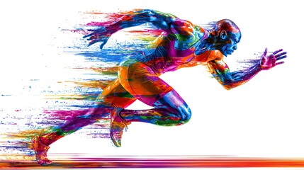 Obraz premium Vibrant Abstract Runner Depicting Speed and Motion in Colorful Streaks.