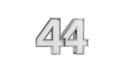 3D Rendered Number 44 on White Background