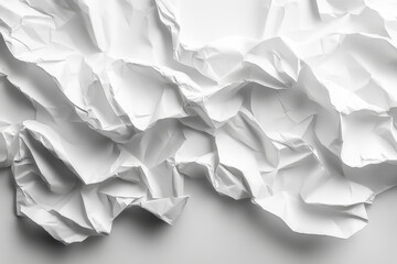 Crumpled white paper background.