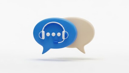 A three dimensional render showcasing online customer support and communication concept