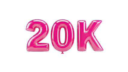 20K Pink Balloon Text on White Background