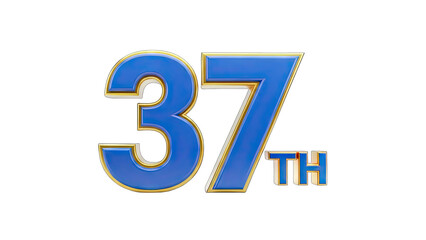 37th Anniversary Celebration - Blue and Gold Number on White