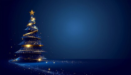 Blue Christmas background with an abstract, artistic Christmas tree and space for text. Christmas, New Year's Eve