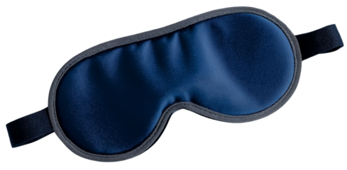 Dark Blue Satin Sleep Mask isolated on a transparent background
